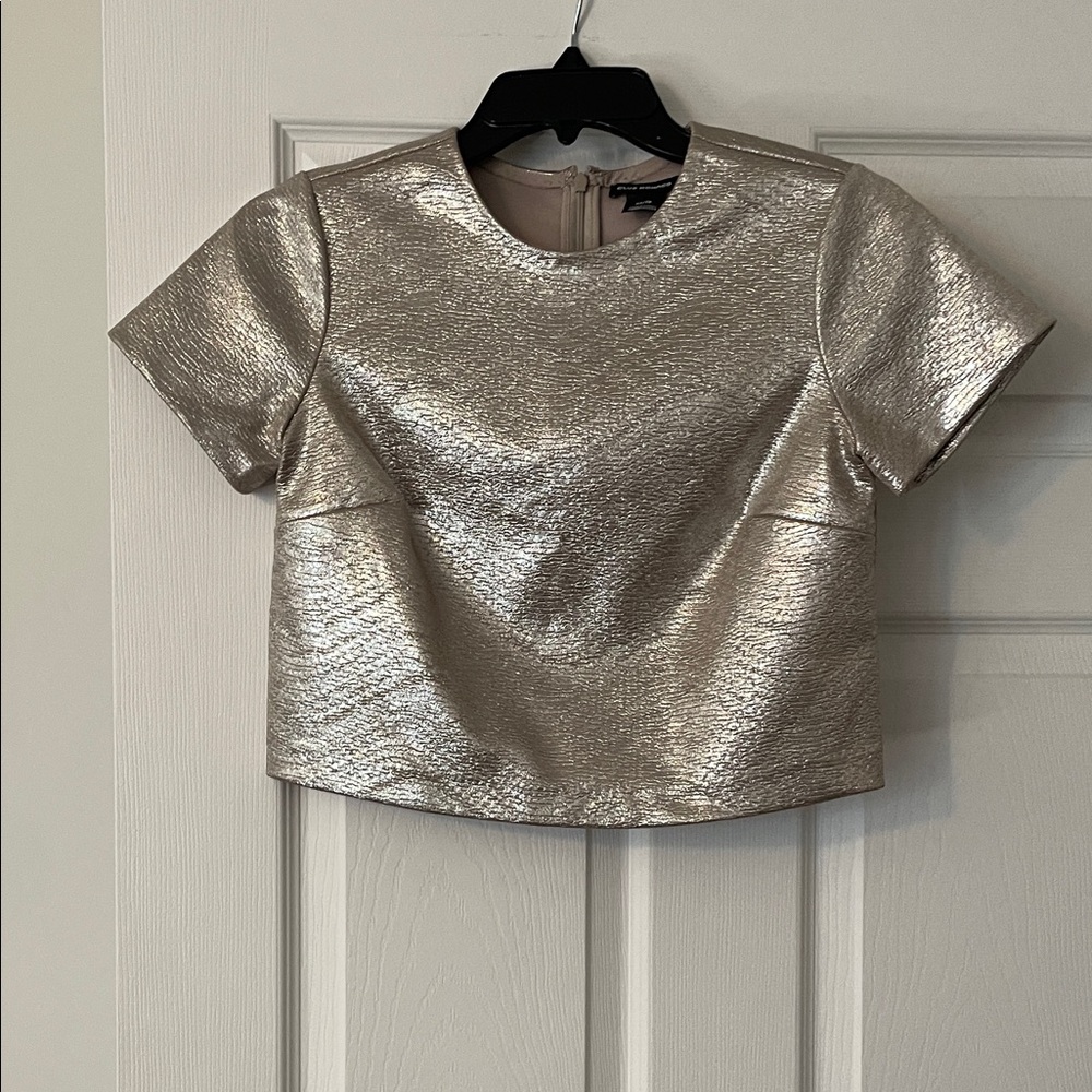 Club Monaco Shimmering Silver Crop Top